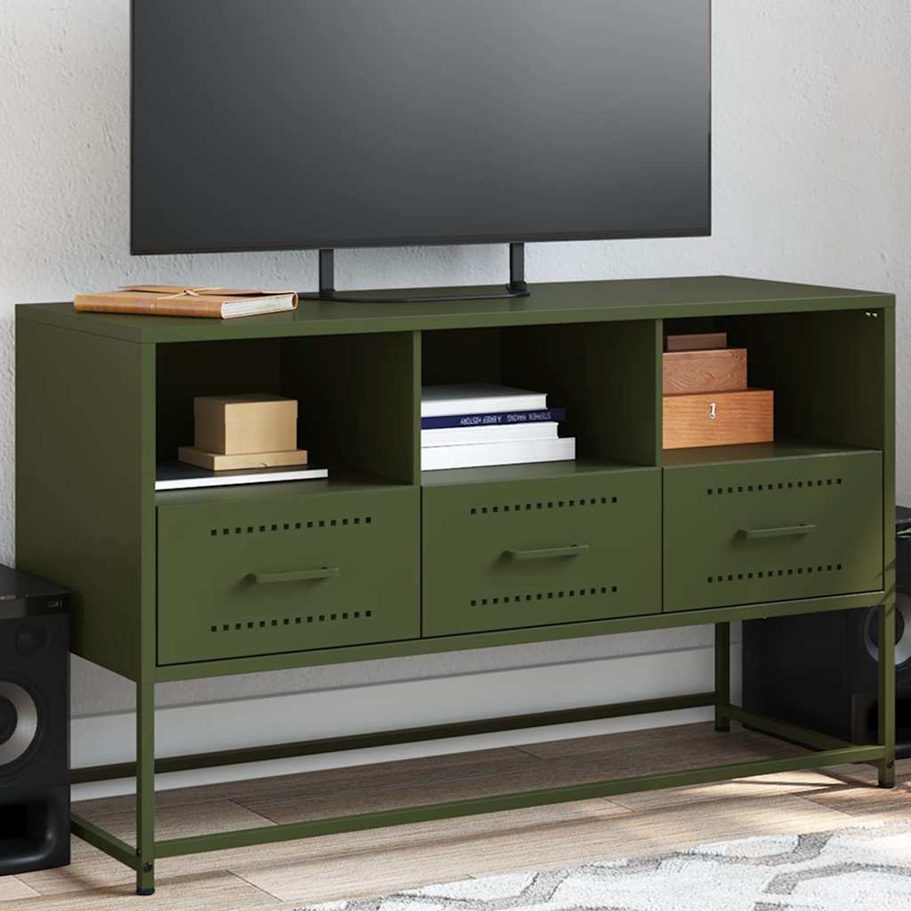 Móvel de TV 100,5x39x60,5 aço verde azeitona