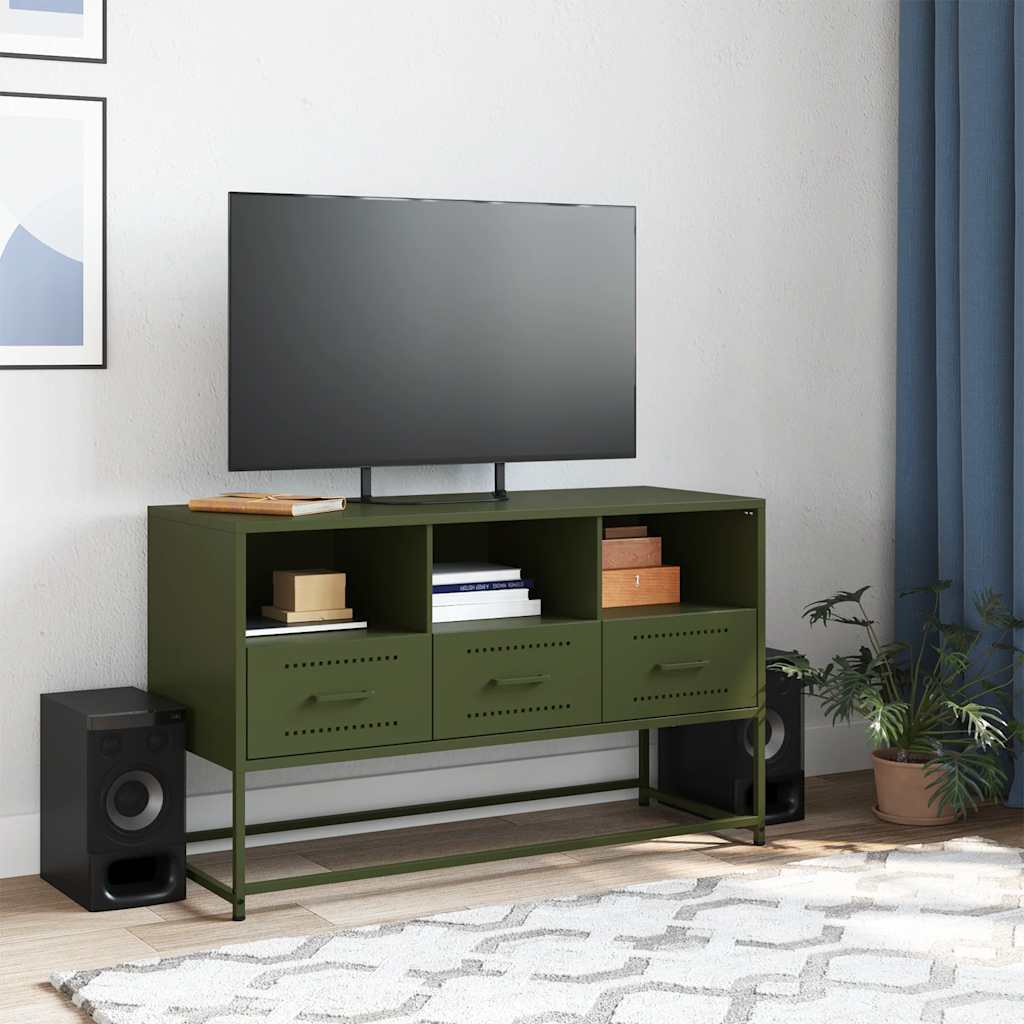 Móvel de TV 100,5x39x60,5 aço verde azeitona