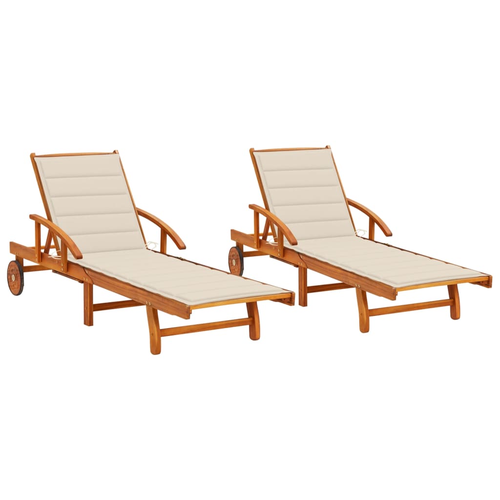 Espreguiçadeiras com almofadões 2 pcs madeira de acácia maciça