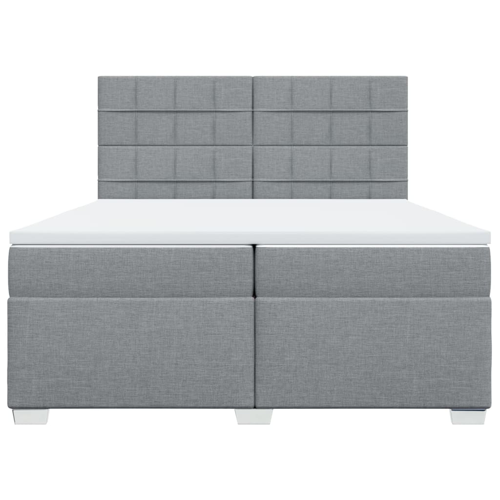 Cama com molas/colchão 200x200 cm tecido cinza-claro