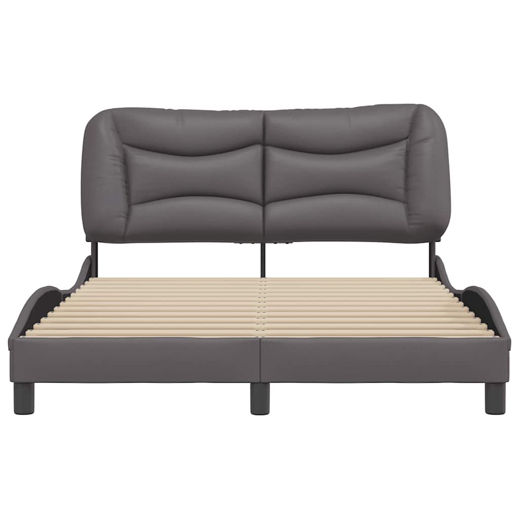 Estrutura de cama sem colchão hvar 140x200cm couro artificial cinzento