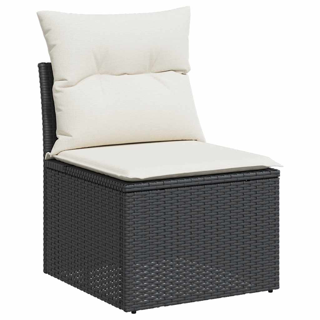 13 Pcs conjunto de sofás de jardim com almofadões vime PE preto