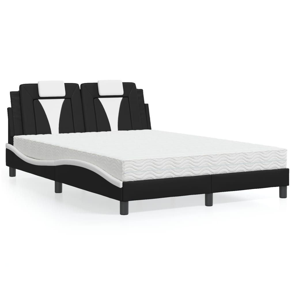 Cama viana com colchão 120x200 cm couro artificial preto e branco