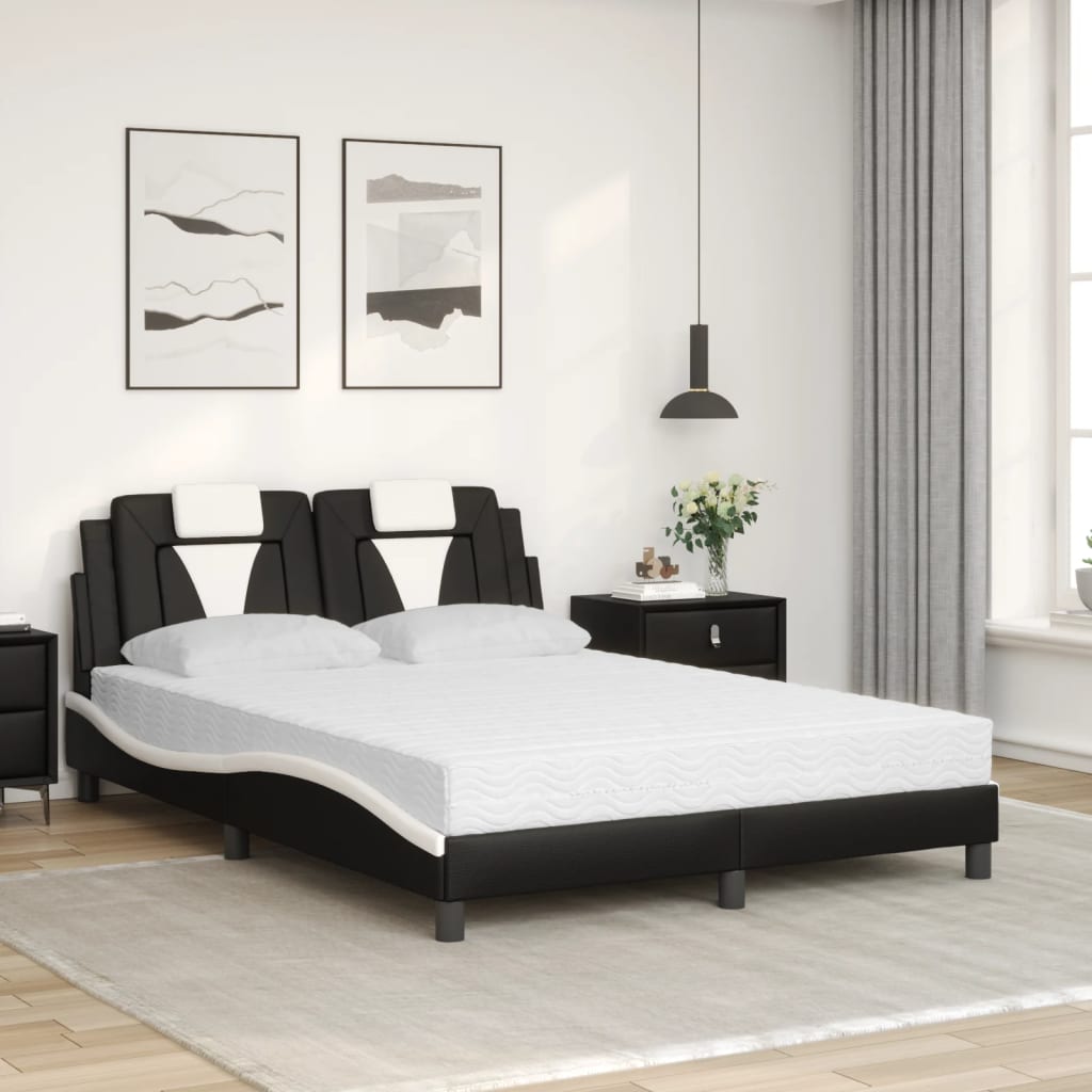 Cama viana com colchão 120x200 cm couro artificial preto e branco