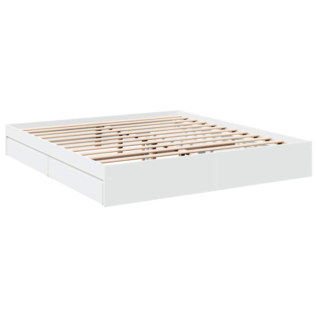 Estrutura de cama c/ gavetas 200x200cm derivados madeira branco