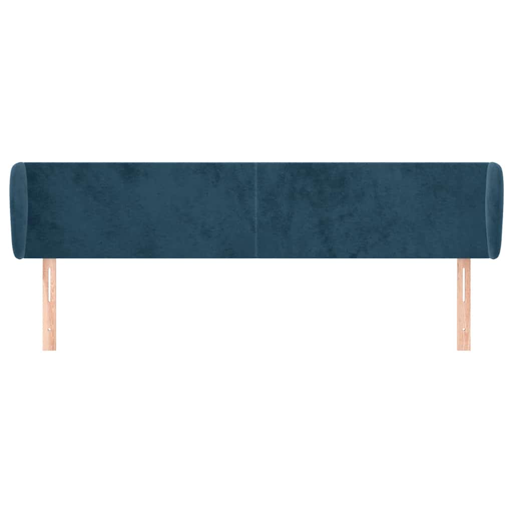 Cabeceira de cama c/ abas veludo 183x23x78/88cm azul-escuro