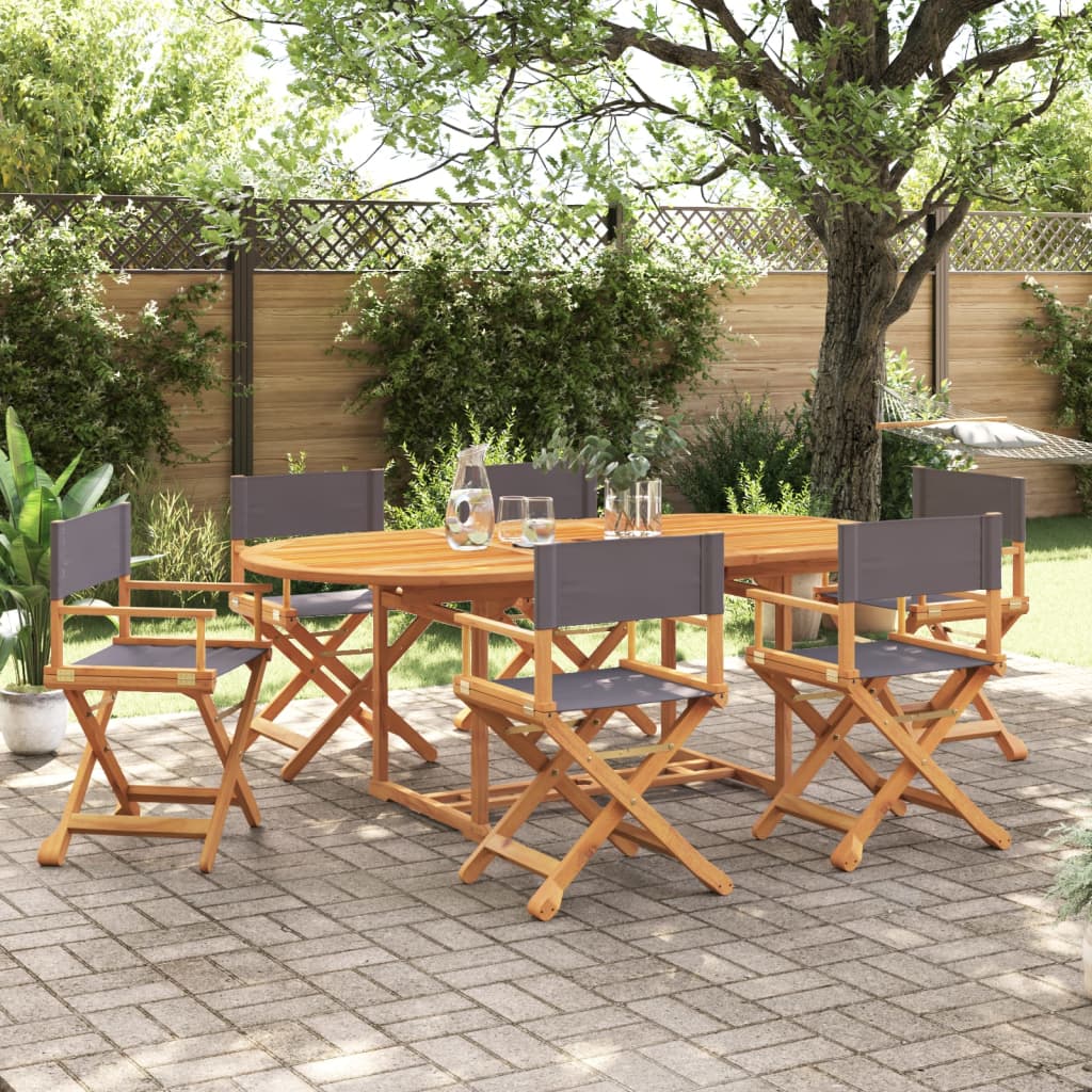 6 Pcs cadeiras de jardim dobráveis tecido cinzento-escuro