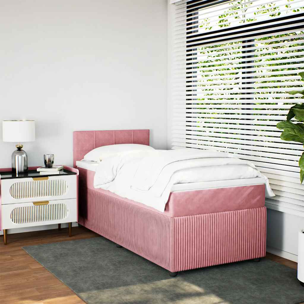 Cama com molas/colchão 100x200 cm veludo rosa