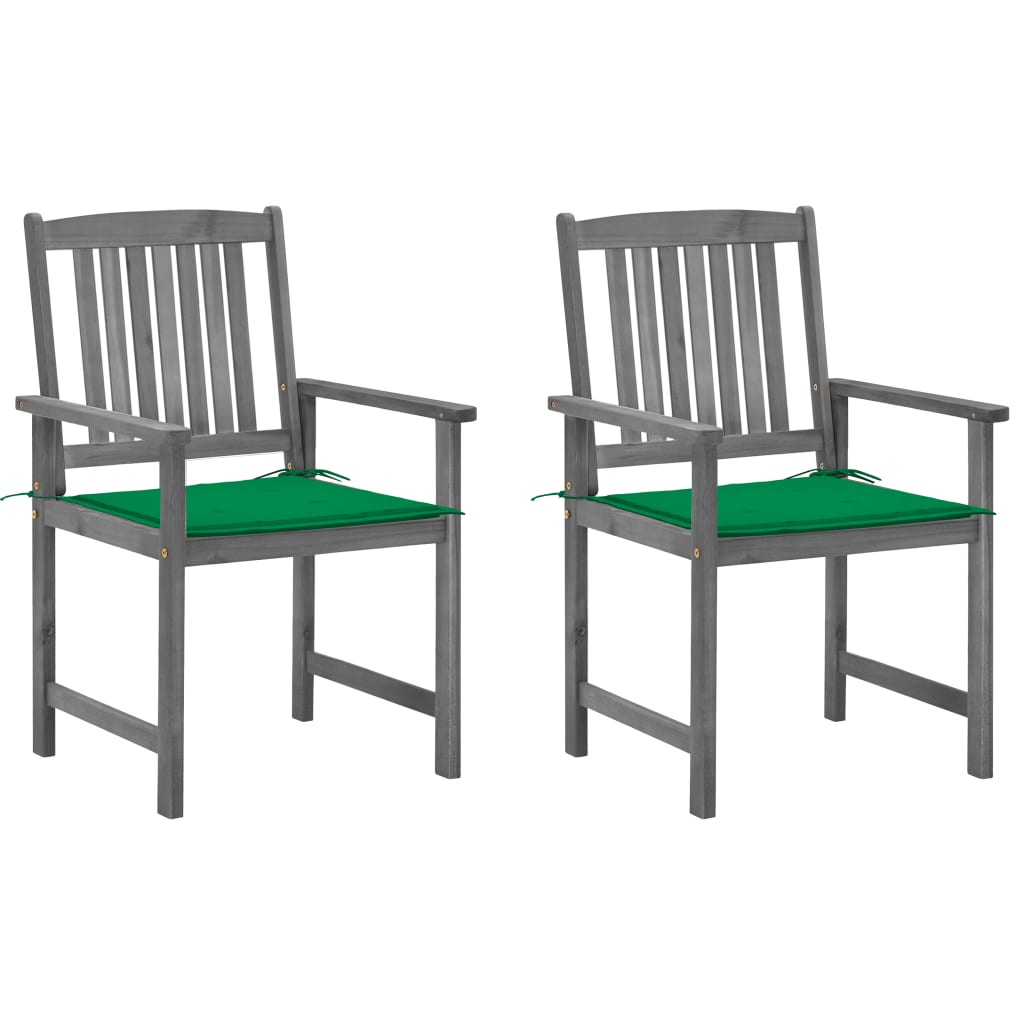 Cadeiras de jardim com almofadões 2 pcs acácia maciça cinza