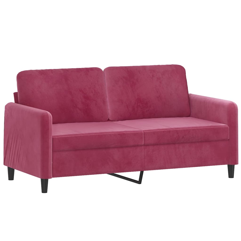 3 Pcs conjunto de sofás veludo vermelho-tinto