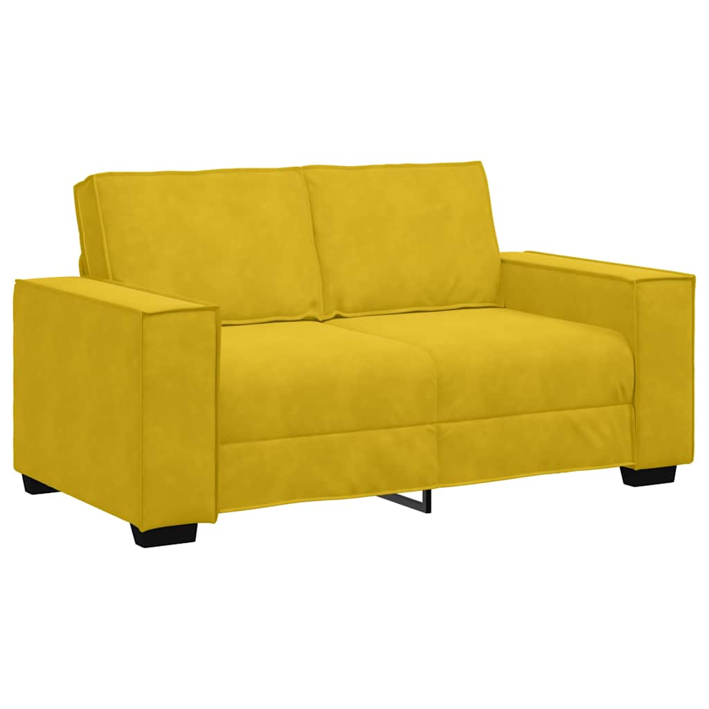 Conjunto de sofá de 2 peças com almofadas em veludo amarelo