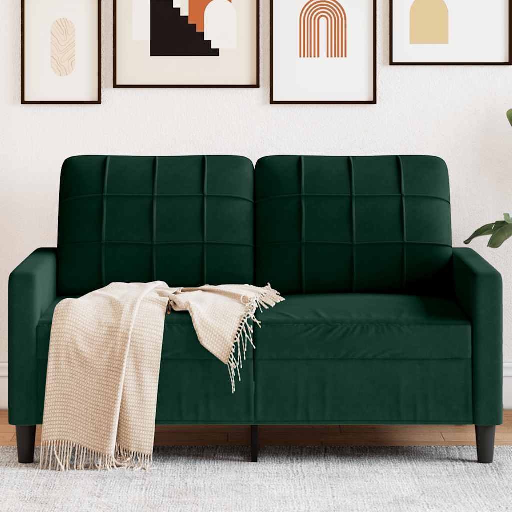 Sofá de 2 lugares 120 cm veludo verde-escuro