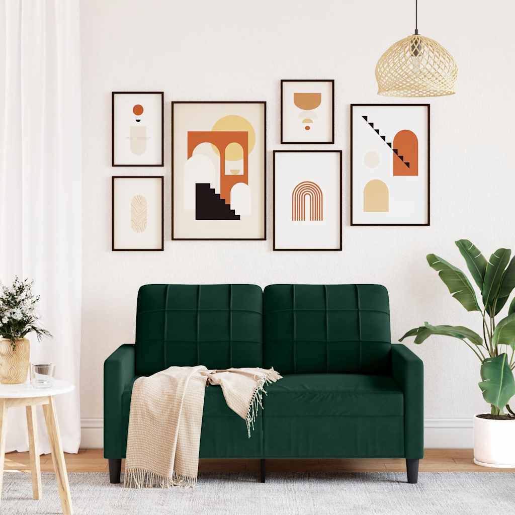 Sofá de 2 lugares 120 cm veludo verde-escuro