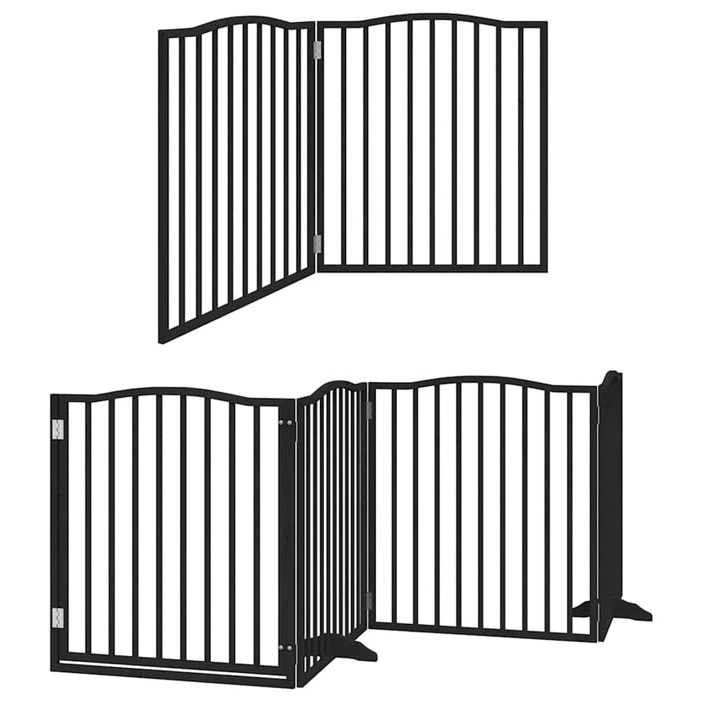 Portão p/ cães com porta dobrável 8 painéis 640 cm álamo preto