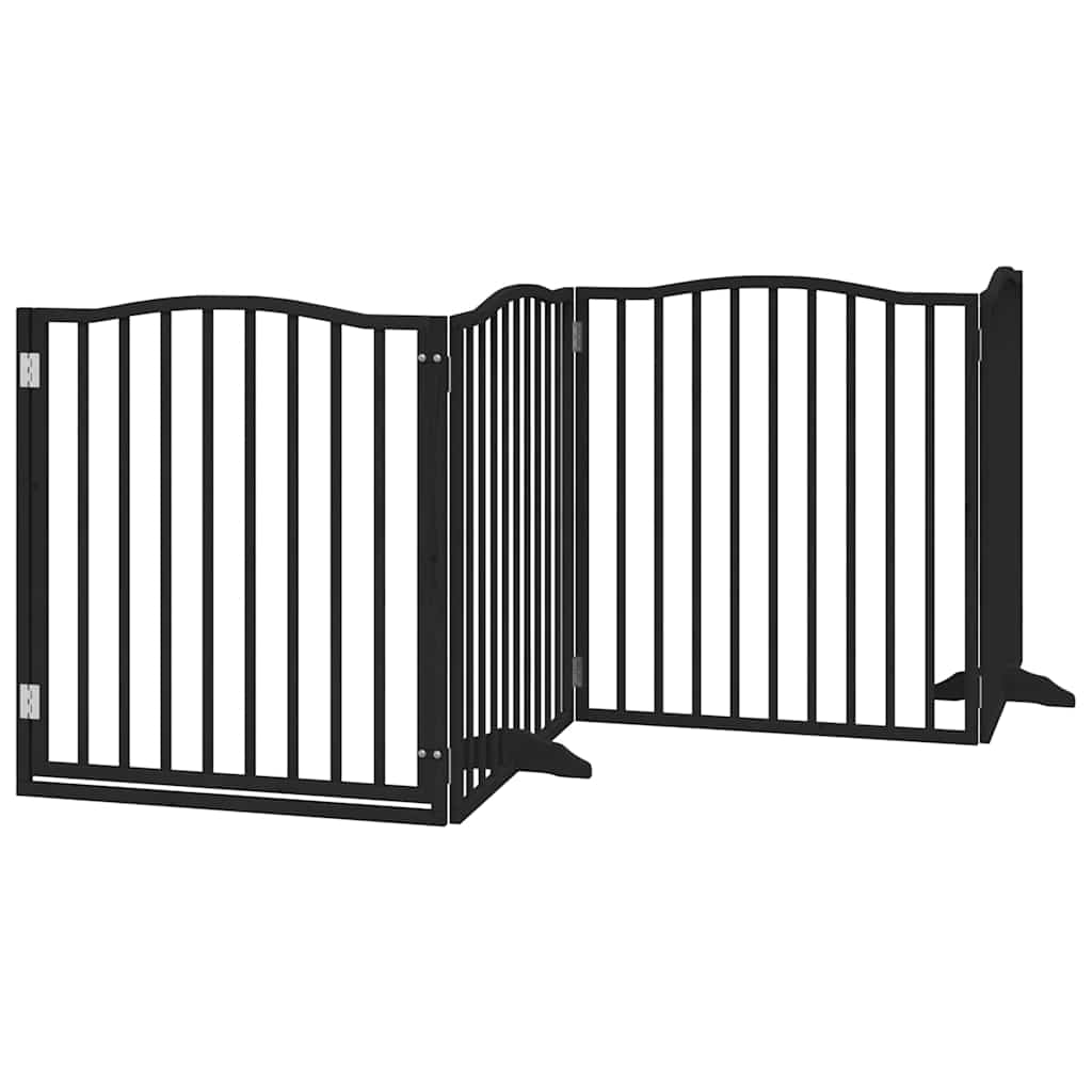 Portão p/ cães com porta dobrável 8 painéis 640 cm álamo preto