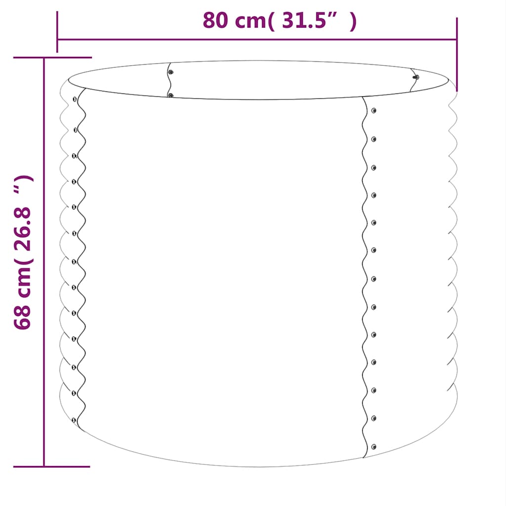 Vaso/floreira de jardim aço galvanizado 80x80x68cm antracite