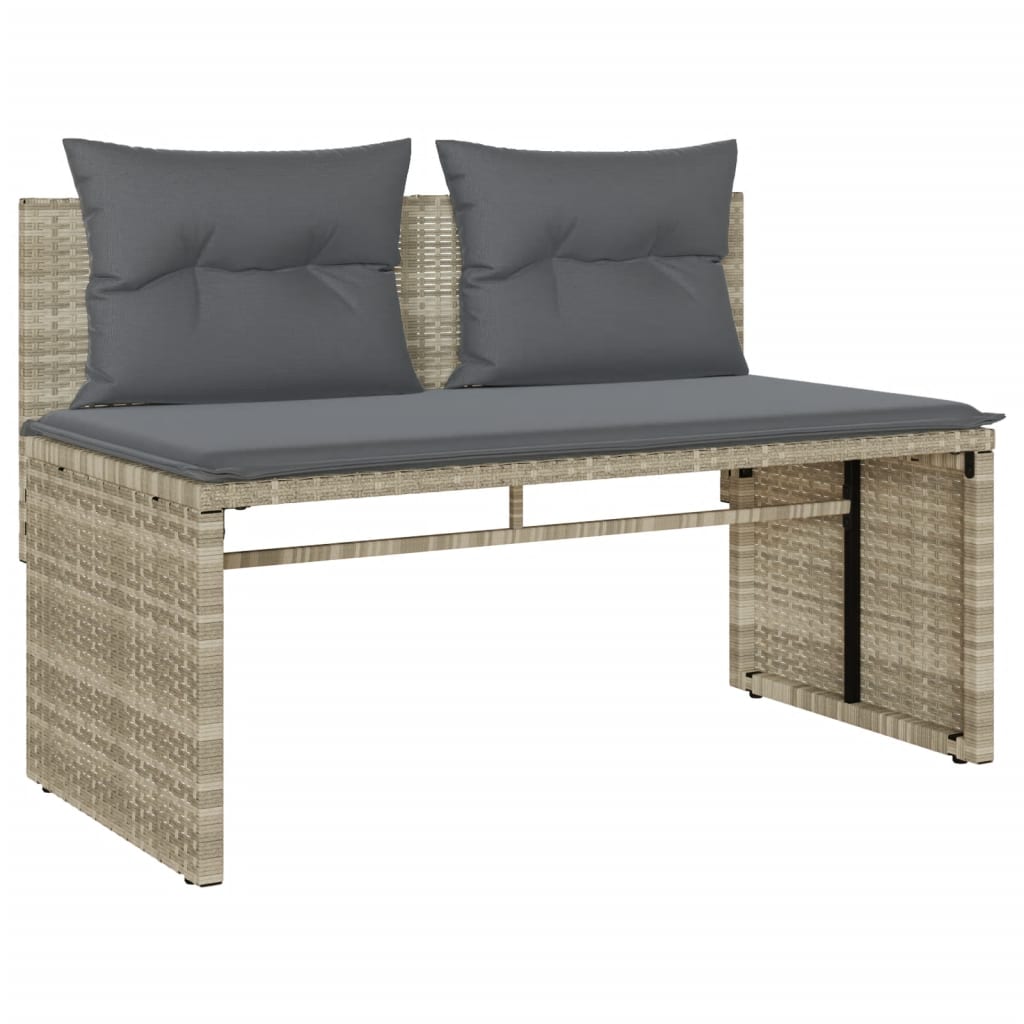 4 Pcs conj. sofás jardim c/ almofadões vime PE cinzento-claro