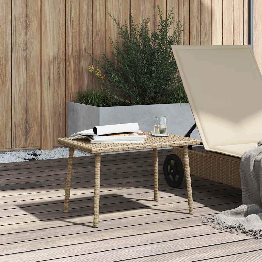 Mesa de centro de jardim retangular 60x40x37cm vime PE bege