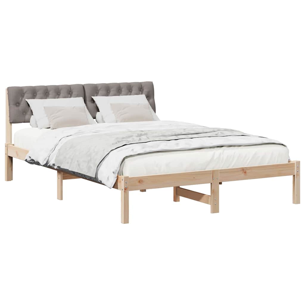 Estrutura da cama com cabeceira marrom e taupe 140 x 200 cm