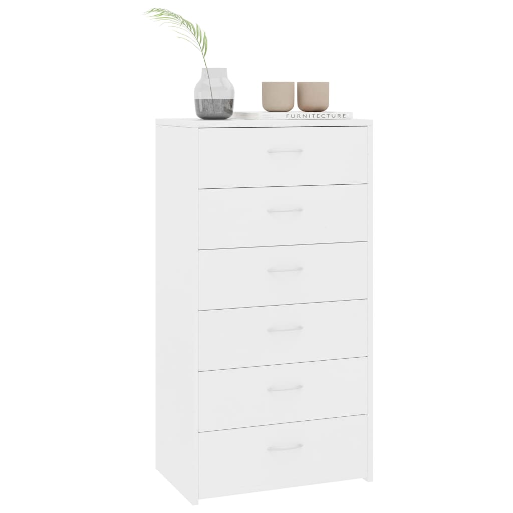 Aparador com 6 gavetas 50x34x96 cm contraplacado branco
