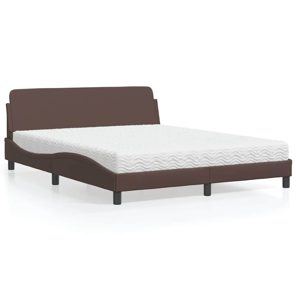 Cama com colchão dover 160x200 cm couro artificial castanho