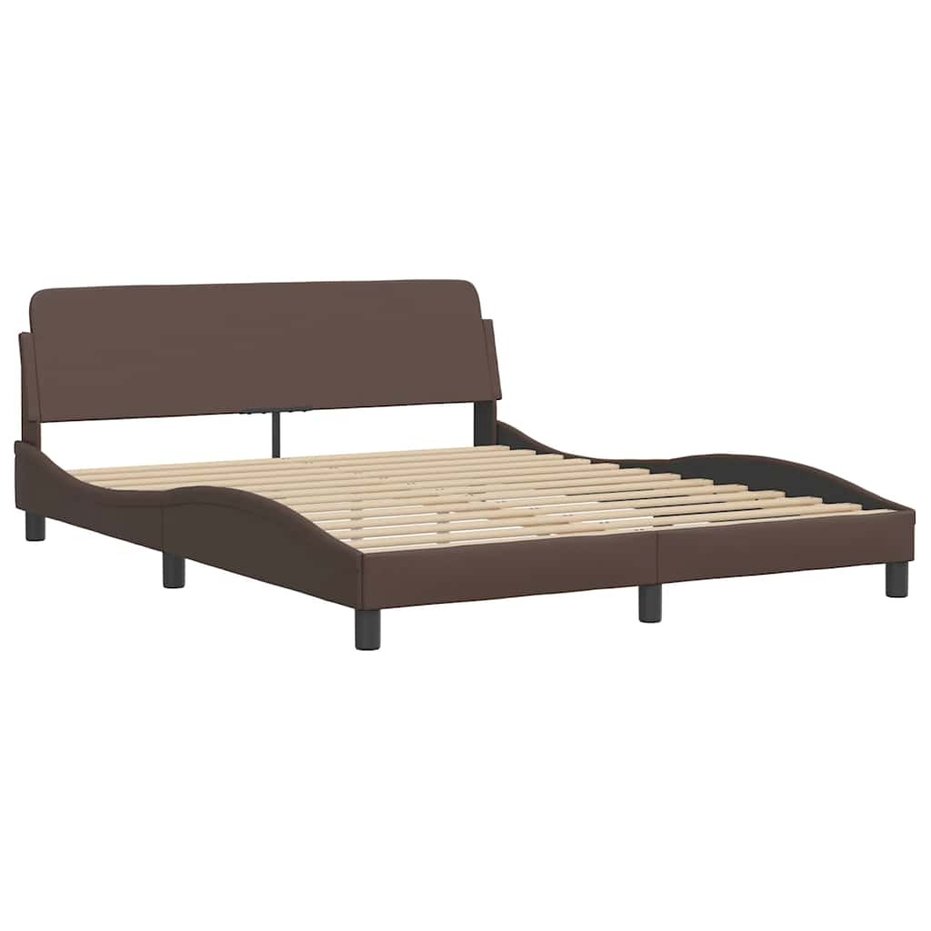Cama com colchão dover 160x200 cm couro artificial castanho