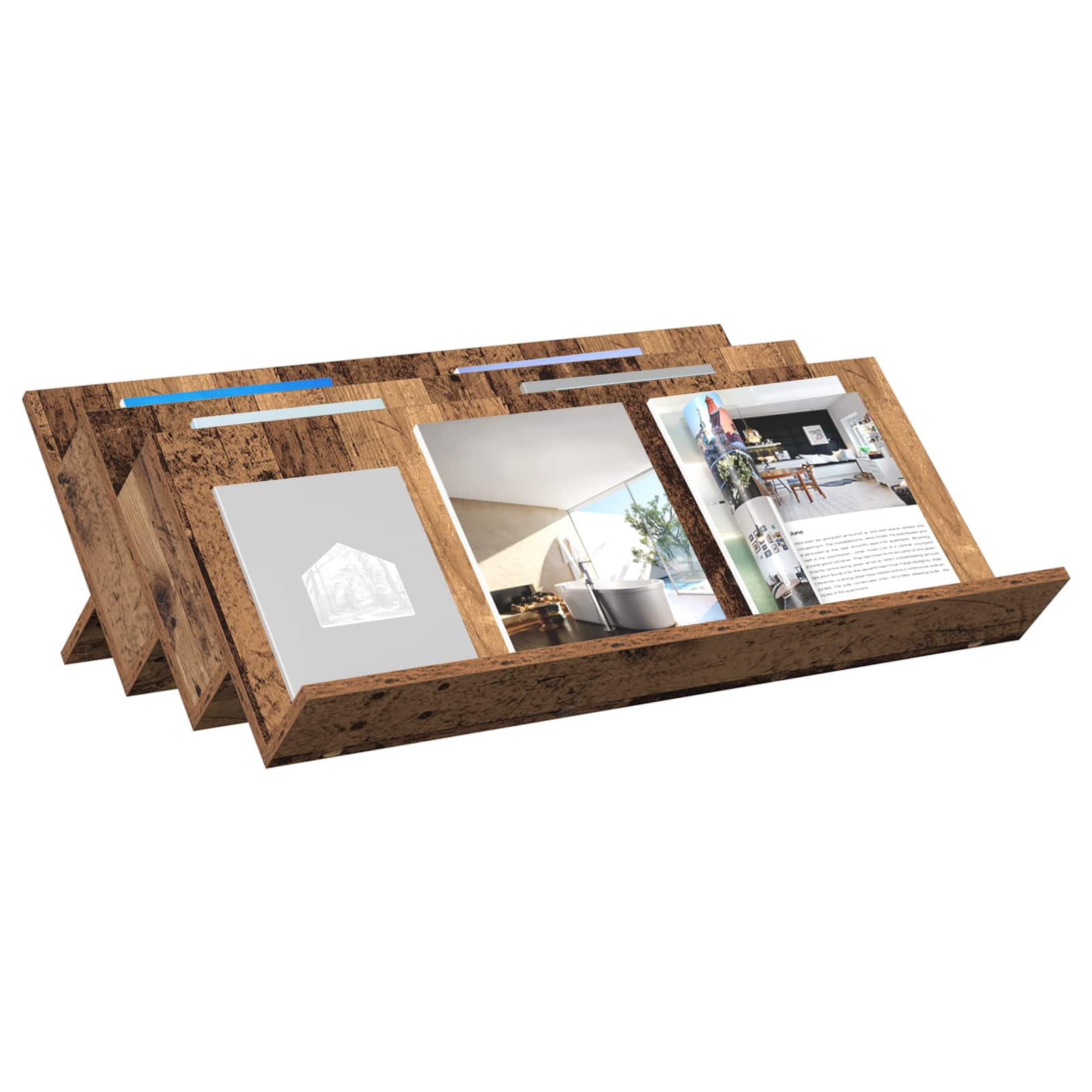 Estante de revistas madeira antiga 90 x 53 x 28,5 cm