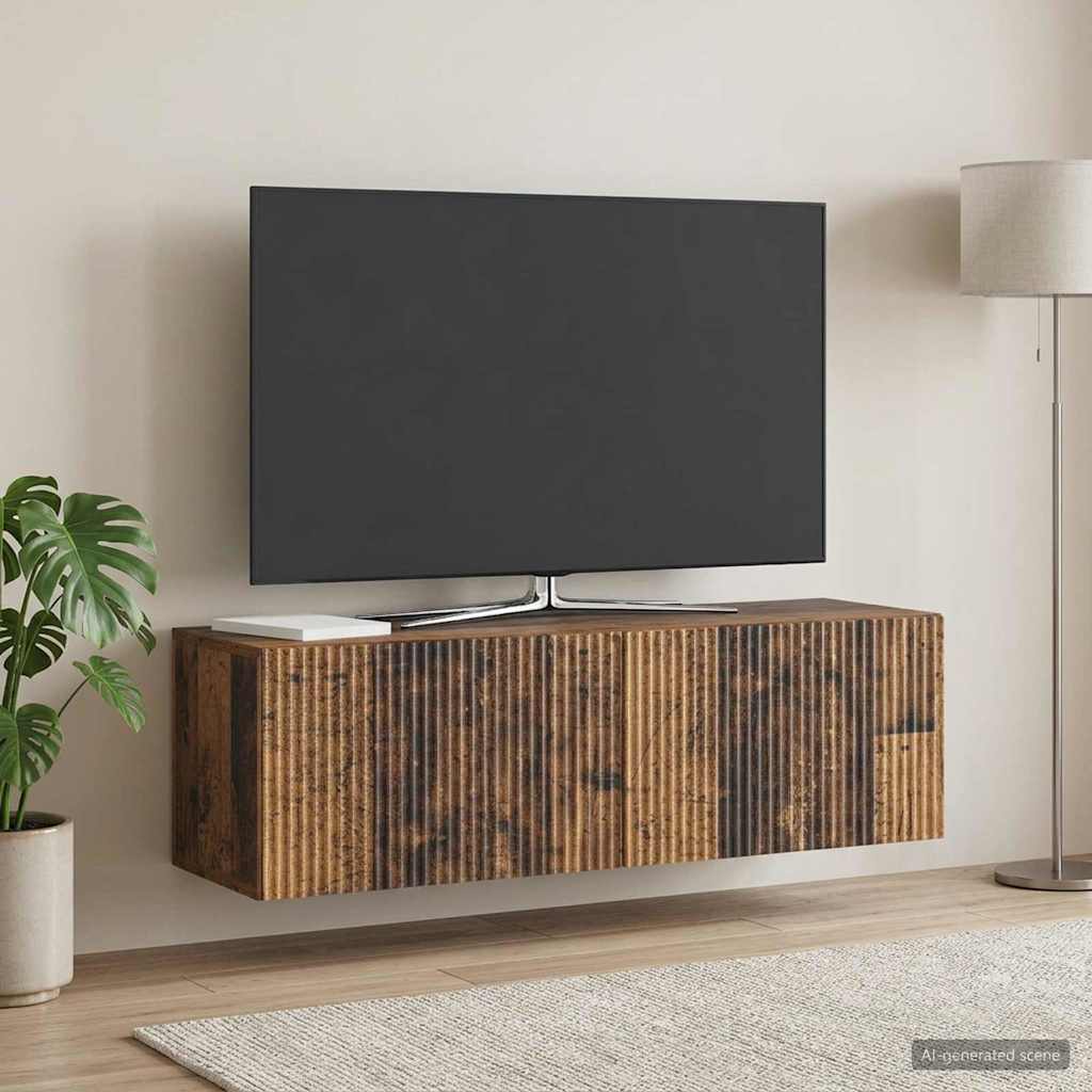 Gabinete de TV de parede madeira antiga 98 x 31 x 30 cm
