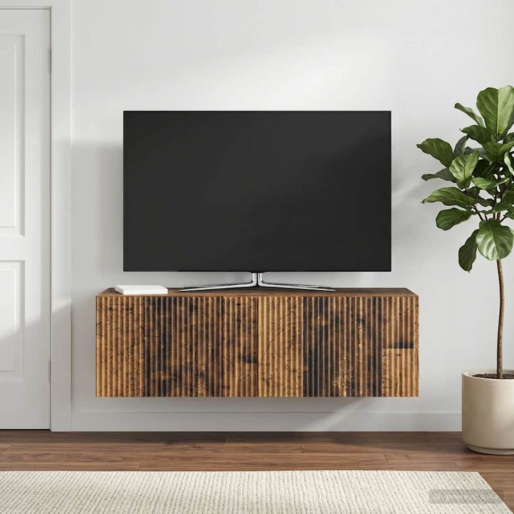 Gabinete de TV de parede madeira antiga 98 x 31 x 30 cm
