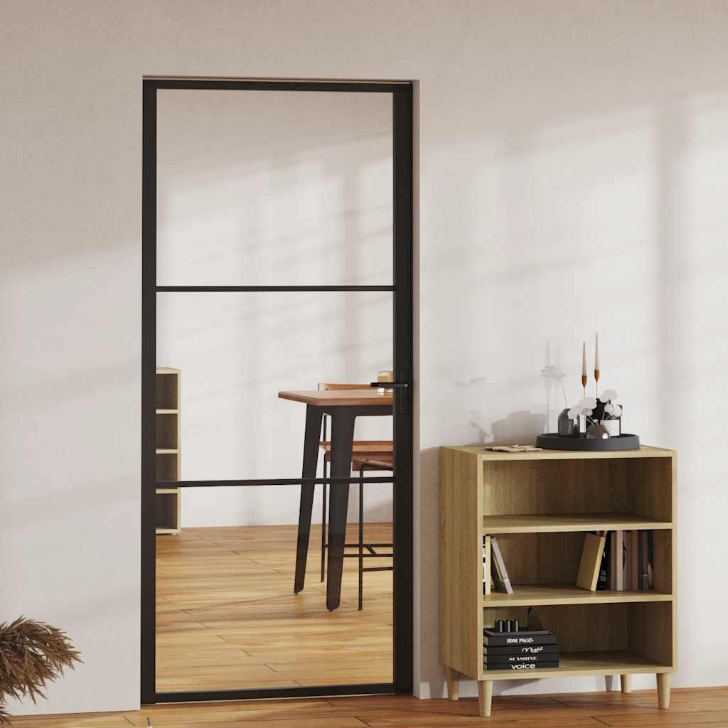 Porta de interior em vidro esg e alumínio 93x201,5 cm preto