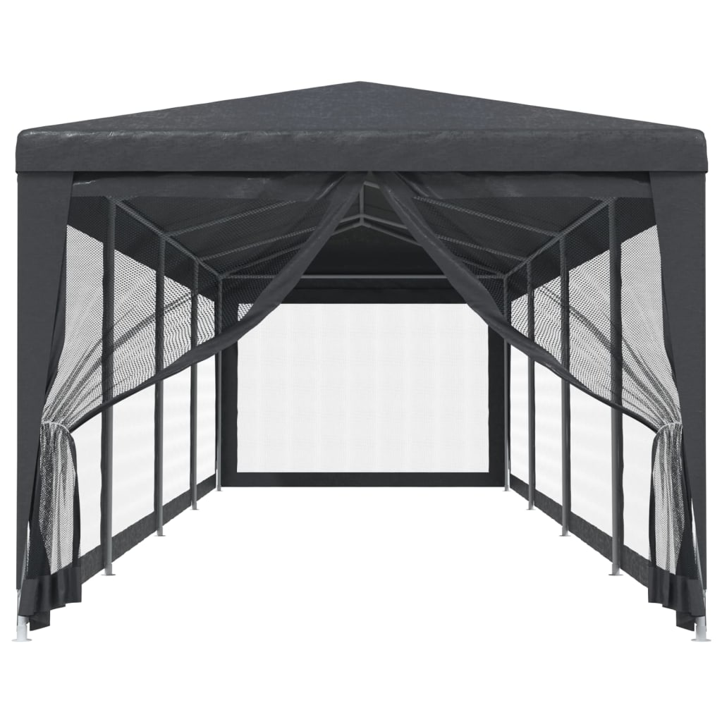 Tenda festas c/ 10 paredes laterais rede 3x12 m pead antracite