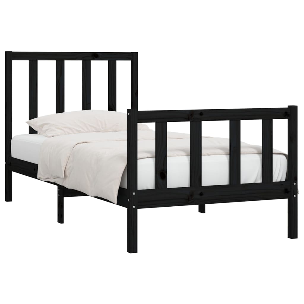 Estrutura cama pequena solteiro 75x190 cm madeira maciça preto
