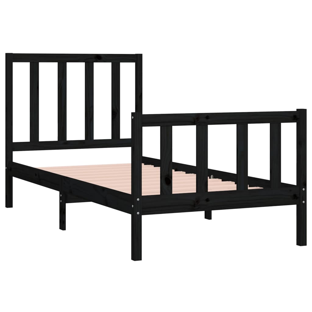 Estrutura cama pequena solteiro 75x190 cm madeira maciça preto