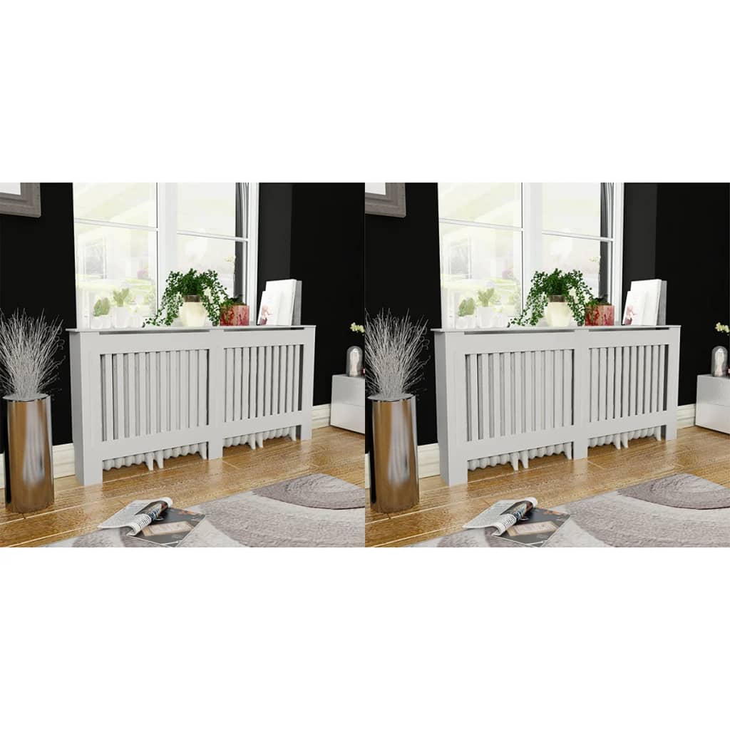 Coberturas de radiador 2 pcs derivados madeira 172 cm branco