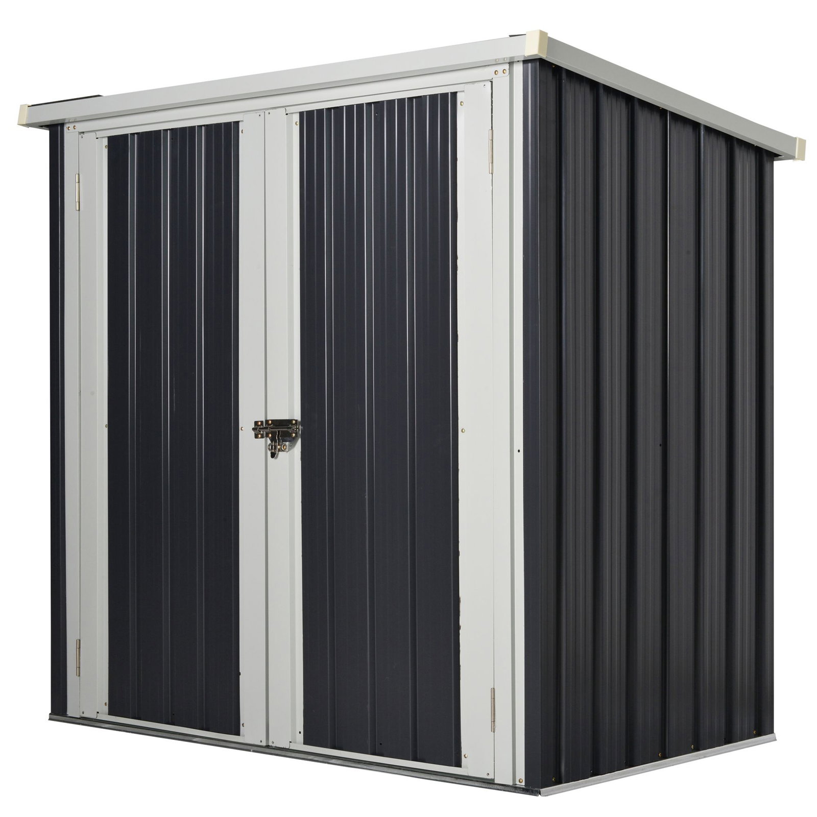 Abrigo de jardim 1,26 m² de aço galvanizado com 2 portas para armazenamento de ferramentas 147x86x134 cm preto