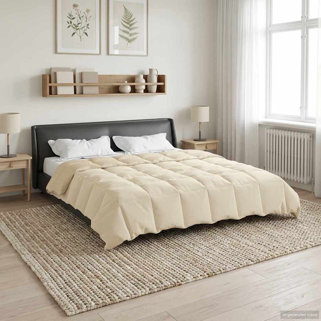 Edredom de verão simples creme 200 x 200 cm microfibra