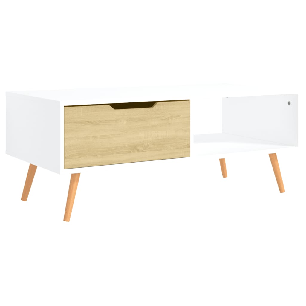 Mesa de centro 100x49,5x43 cm aglomerado branco/carvalho sonoma