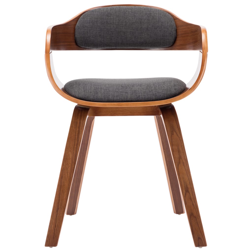 Cadeiras de jantar 4 pcs tecido/madeira curvada cinzento-escuro