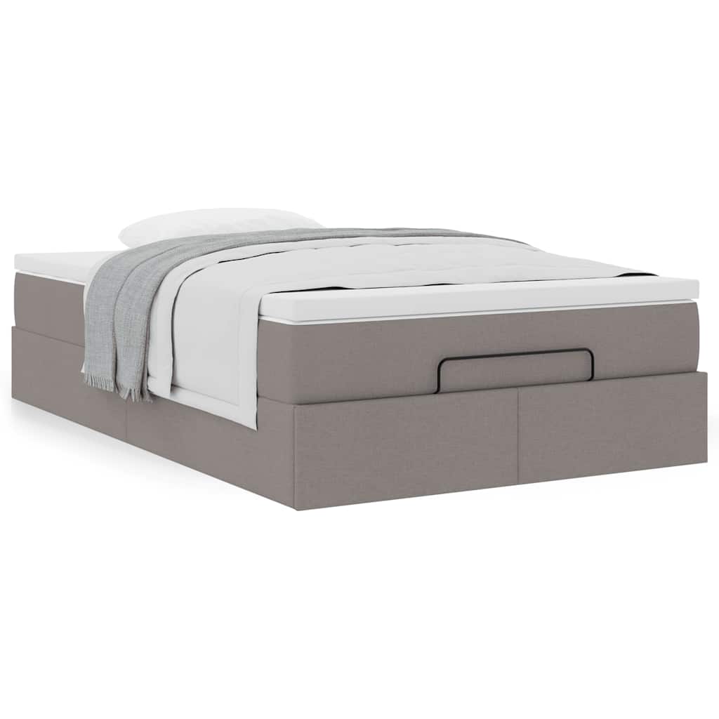 Estrutura de cama otomana com colchão 120x190cm tecido cinzento