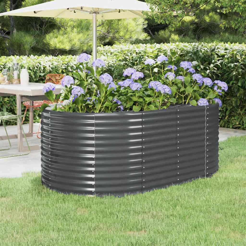 Canteiro elevado jardim 175x100x68 aço galvanizado antracite