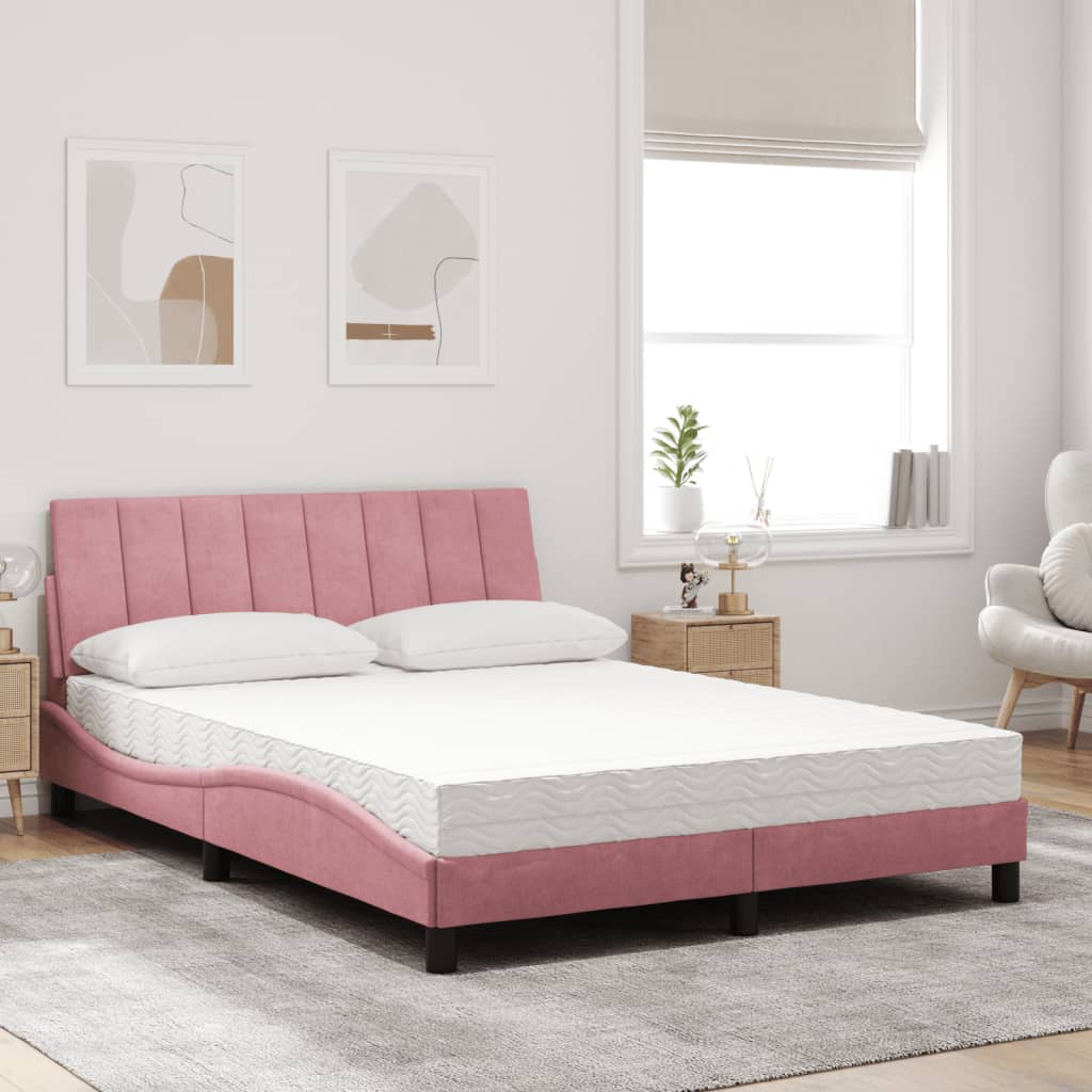 Cama com colchão hanko 120x200 cm veludo rosa