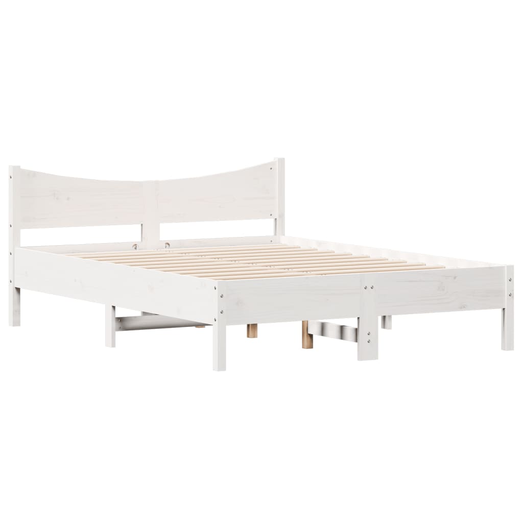 Cama sem colchão 140x190 cm madeira de pinho maciça branco