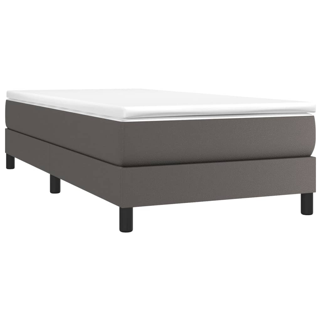 Estrutura de cama com molas 100x200 cm couro artificial cinzento