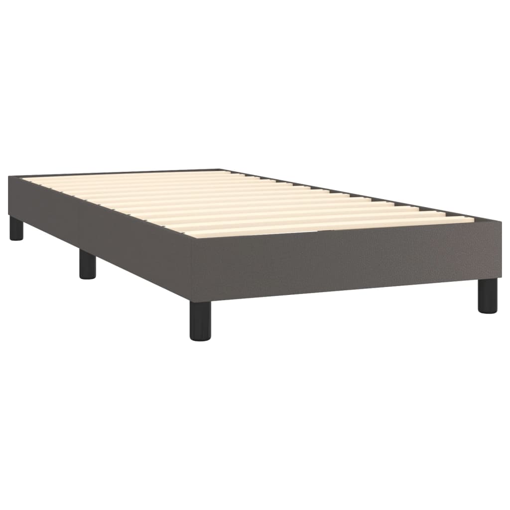 Estrutura de cama com molas 100x200 cm couro artificial cinzento