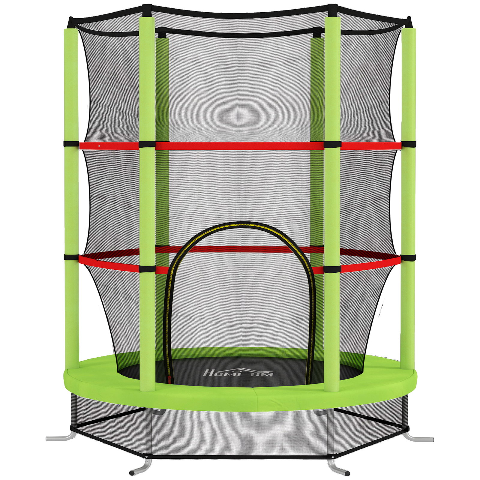 Trampolim infantil ø140x190 cm trampolim para crianças de 3-6 anos com rede de segurança carga 45 kg para interior verde
