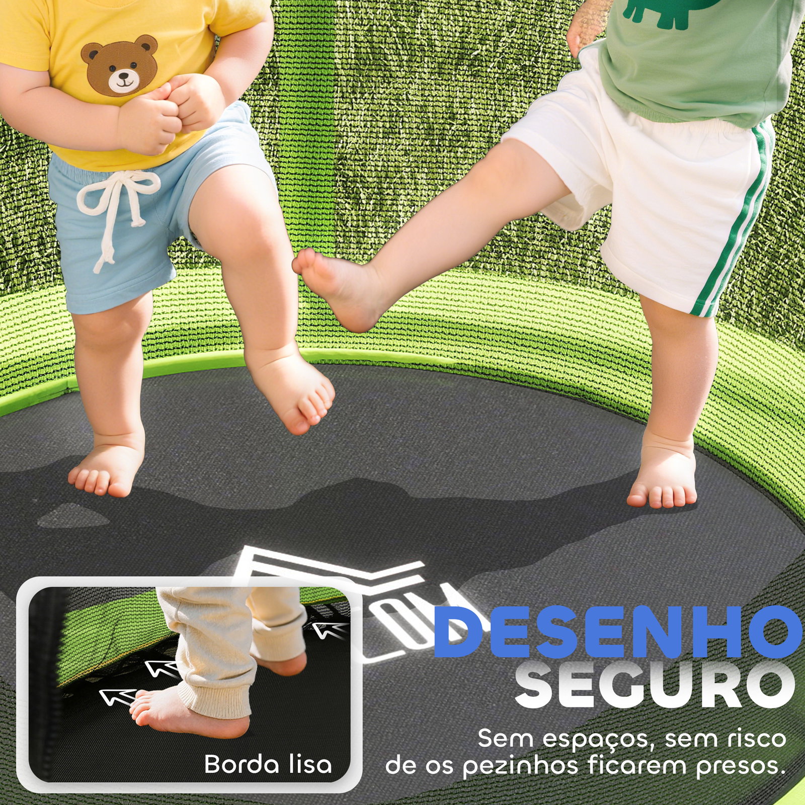 Trampolim infantil ø140x190 cm trampolim para crianças de 3-6 anos com rede de segurança carga 45 kg para interior verde