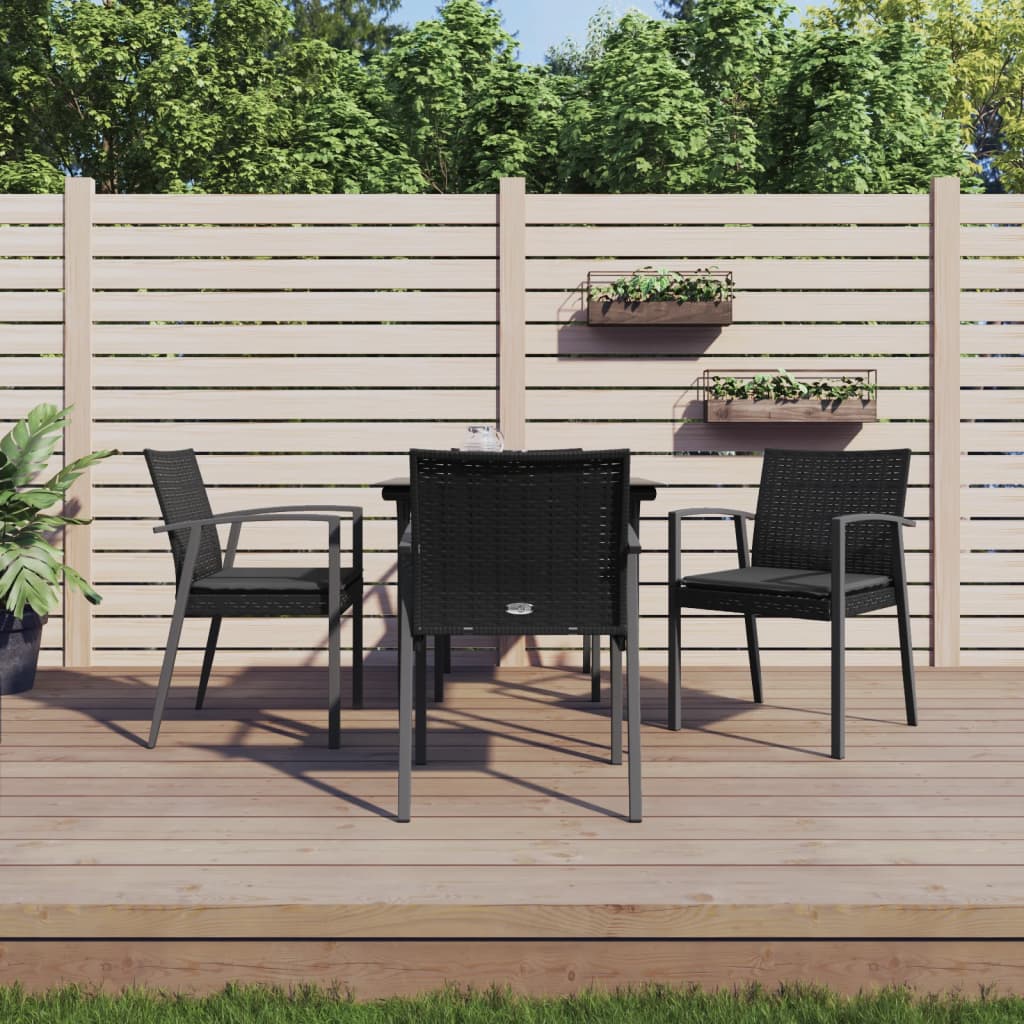 5 Pcs conjunto de jantar p/ jardim c/ almofadões vime PE e aço