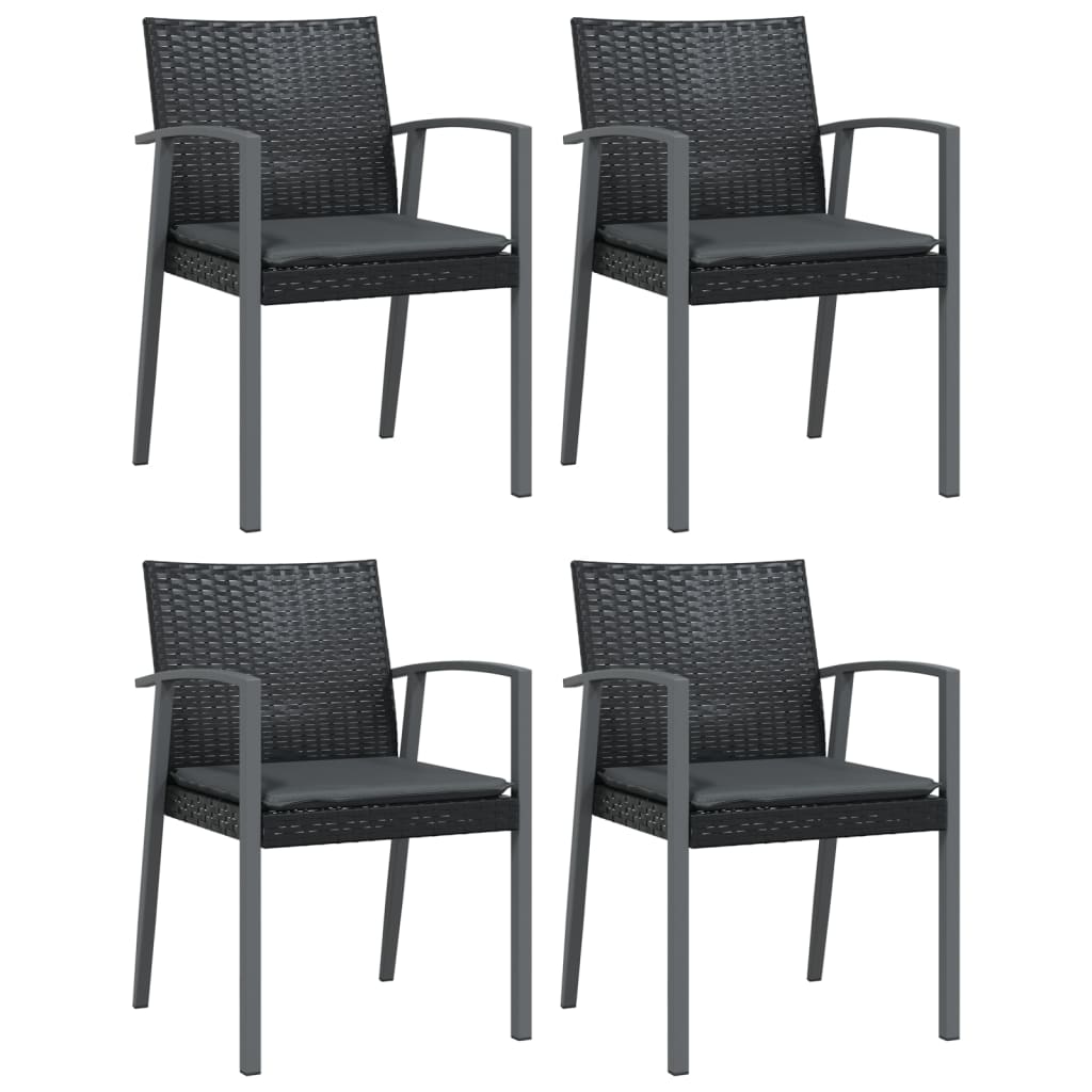 5 Pcs conjunto de jantar p/ jardim c/ almofadões vime PE e aço