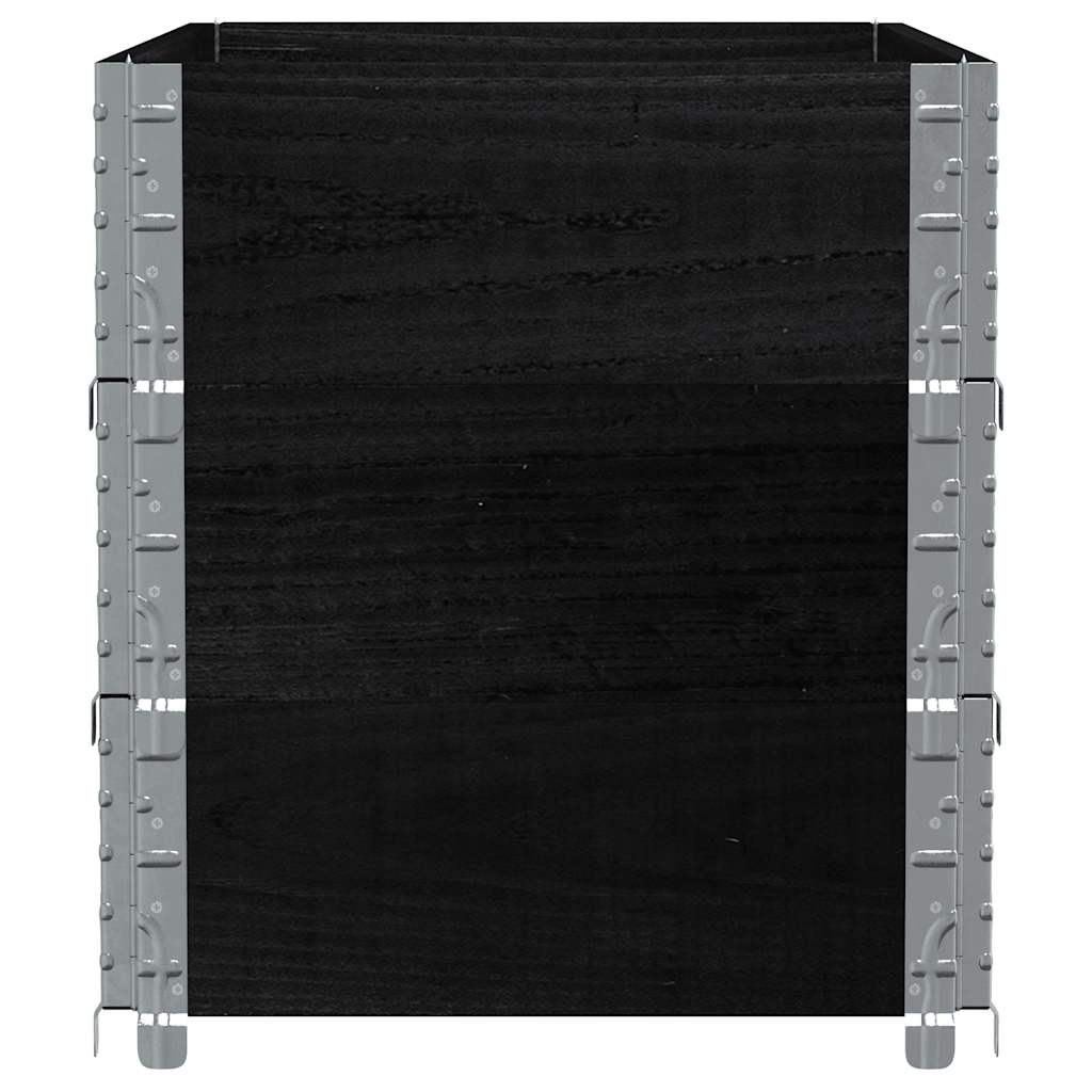 Colares p/ paletes 3 pcs 100x50 cm madeira pinho maciça preto