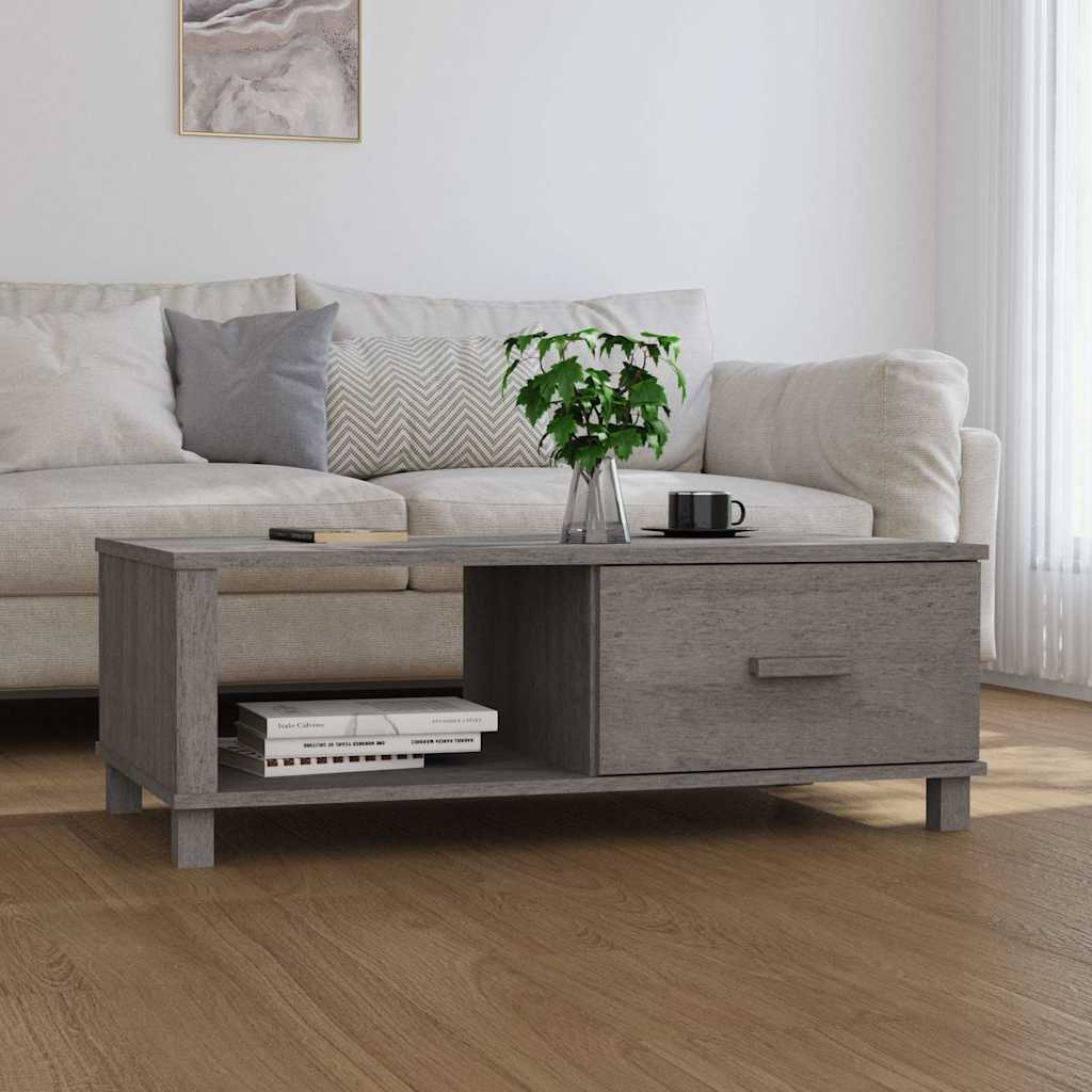 Mesa de centro hamar 100x55x35 cm pinho maciço cinza-claro
